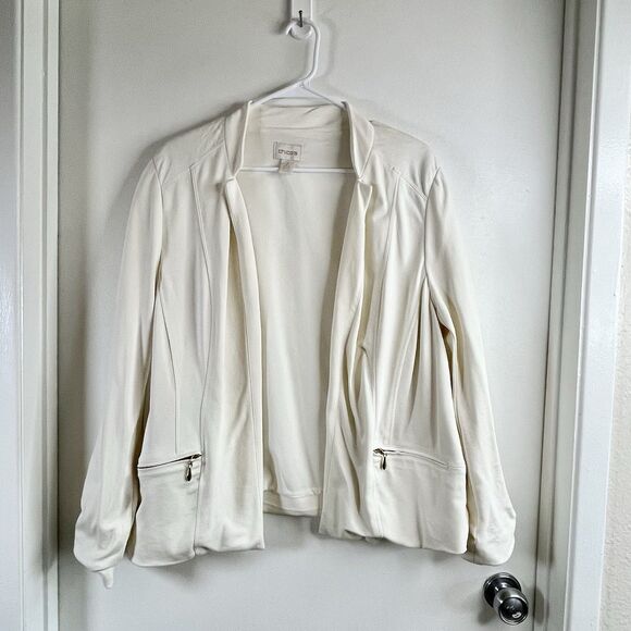 Chico’s  Ivory  Open Front Blazer Women’s Size 2/L - Picture 1 of 6